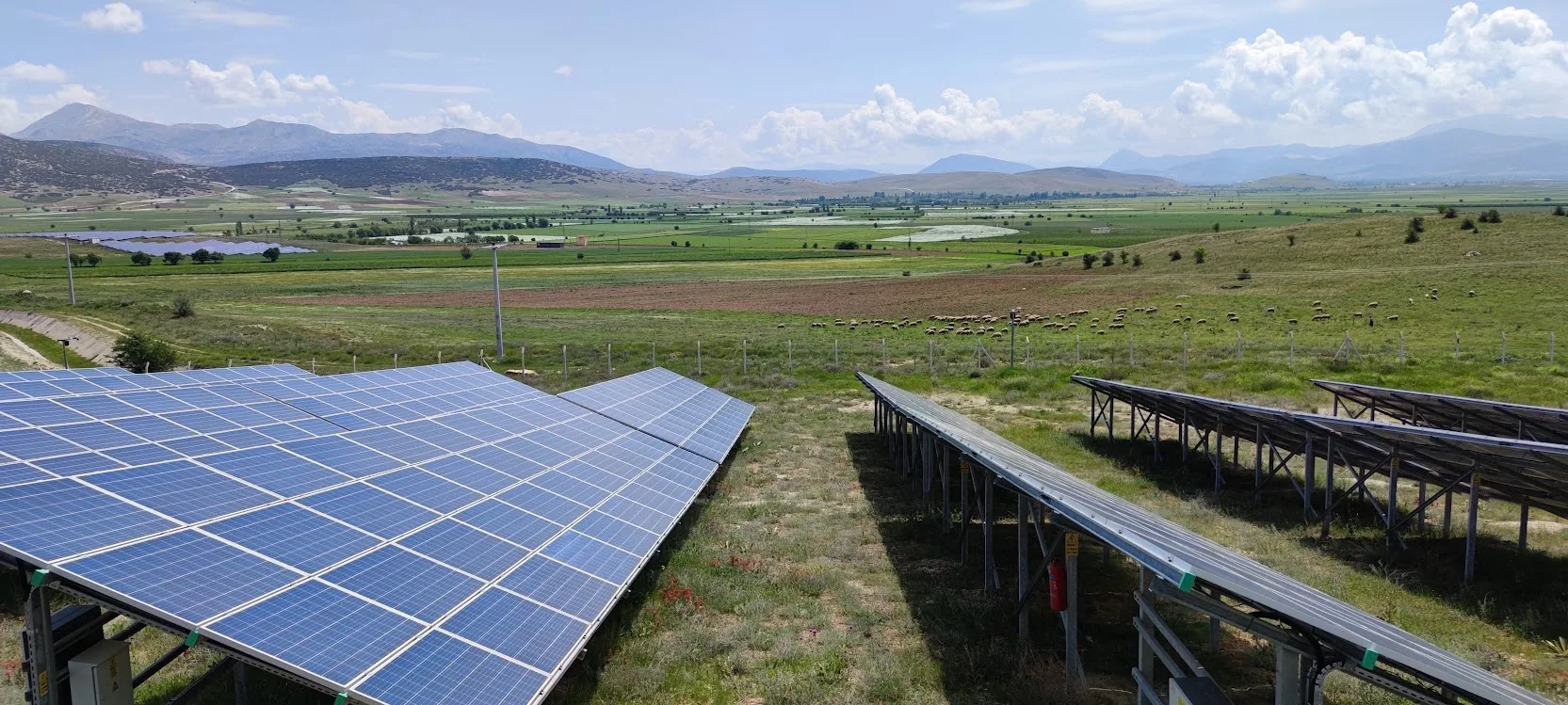 Solar rows within the surrounding landscape