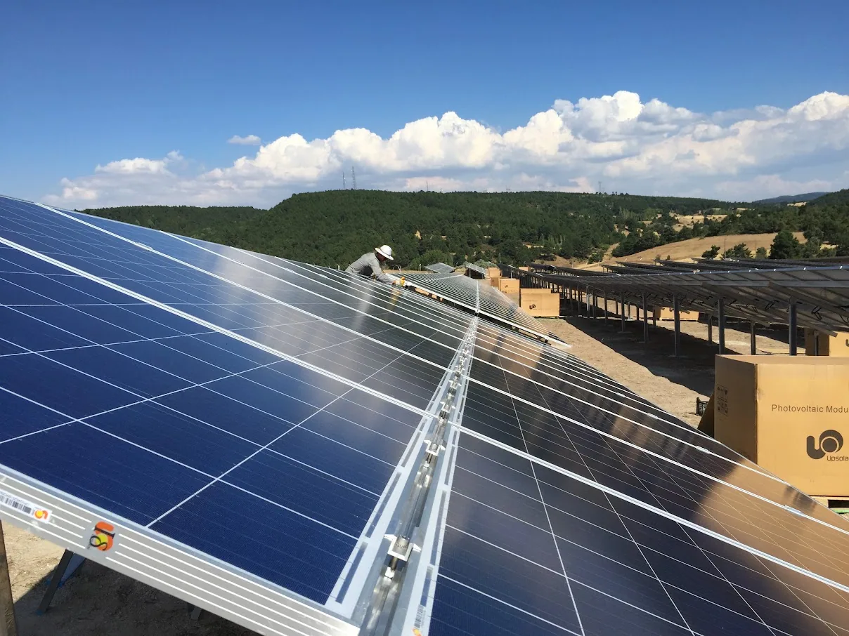 Solar panel installation on site