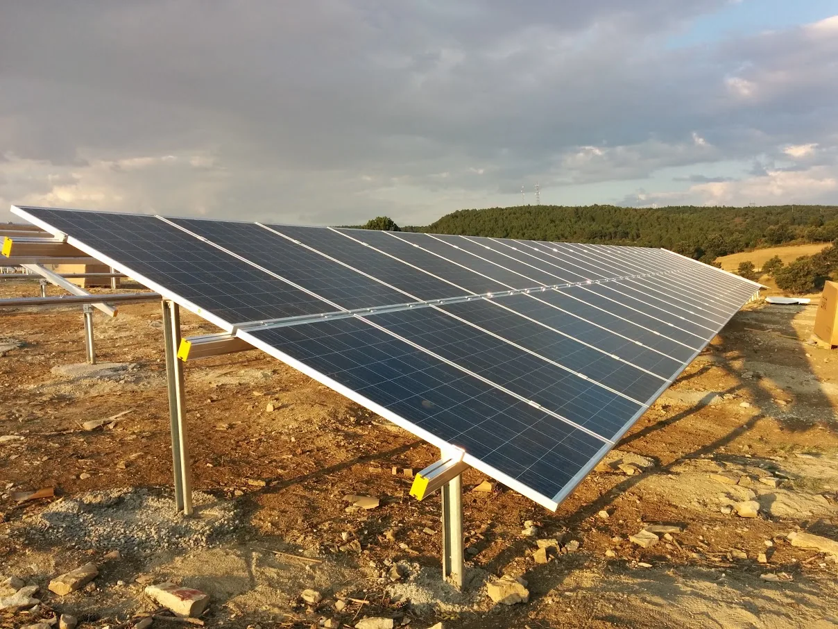 Completed solar panel rows